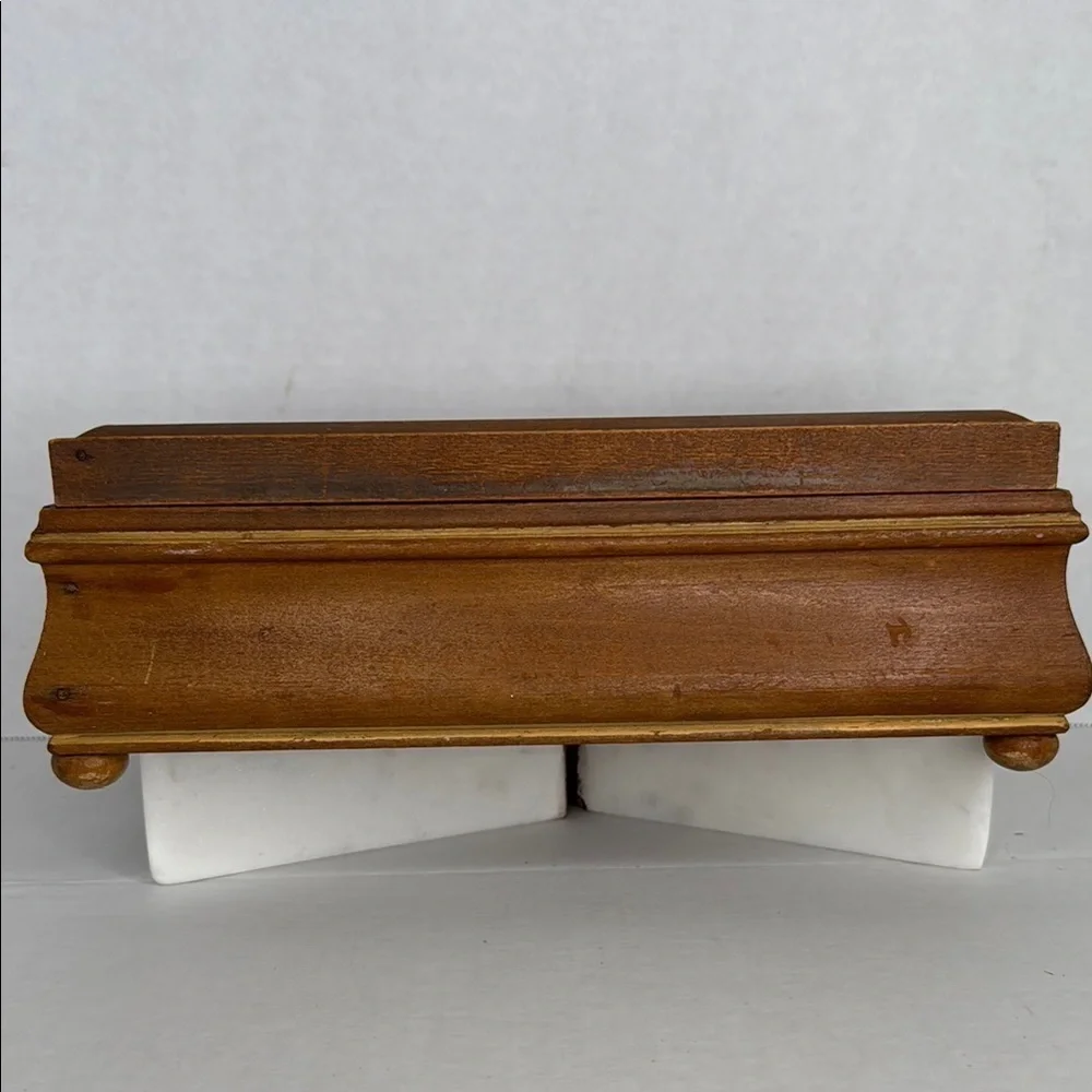 Antique English Victorian Hand Painted Wooden Jewelry Vanity Box